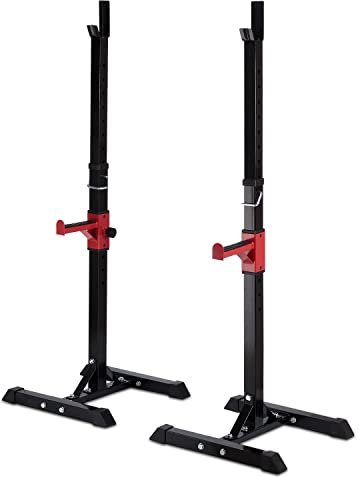 MENCIRO Squat Rack, Verstellbare Langhantelablage, Langhantelständer aus Stahl, Kniebeugenständer bis 200kg Belastbar für Krafttraining, Schwarz