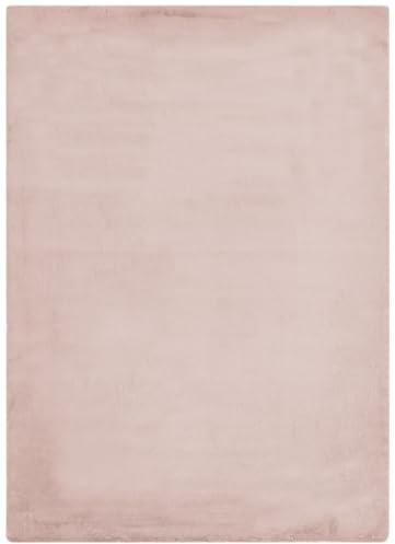 -LUXOR- living Kunstfell Coste Flauschiger Teppich Schlafzimmer - ideal zur Verwendung als Bettvorleger Schlafzimmer - gemütlicher Fellteppich Lammfell Imitat 120 x 170 cm Altrosa