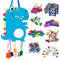 Piñata für Kindergeburtstag, Pinata + Packung mit 70 Spielzeugen und Süßigkeiten, mit Füllung, Piñata, Geburtstag, Piñata, Dinosaurier, Pinata, MANLOZ (blau)