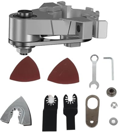 Winkelschleifer Konverter Set, Winkelschleifer Kopfadapter, Metall Oszillag Kompletter Oszillierendes Adapterwerkzeug mit Sägezubehör, Hilfsgriff,Nachrüstzubehör Oszillierwerkzeug Elektrowerkzeuge