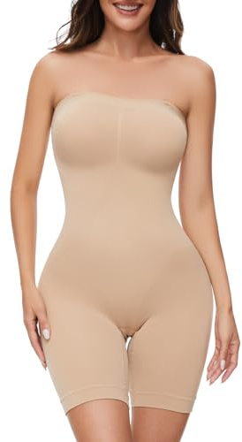 ciksob Body moldeador sin tirantes para mujer, debajo del vestido, control de abdomen, levantador de glúteos, sin costuras, moldeador de cuerpo completo