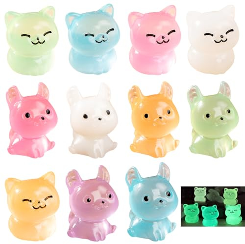 MEZHEN Lumineux Chat Figurine Mini Chats Animaux Décoration de Jardin Chat Deco Halloween