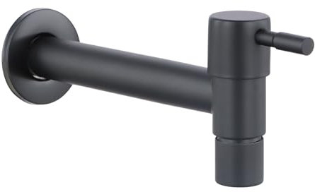 Naseom Grifo de Fregona Para Piscina, Grifo de Exterior Para Jardín, Grifo de Bañera de Pared, Grifo de Acero Inoxidable Para BalcóN Y Cocina (Lacado En Negro)
