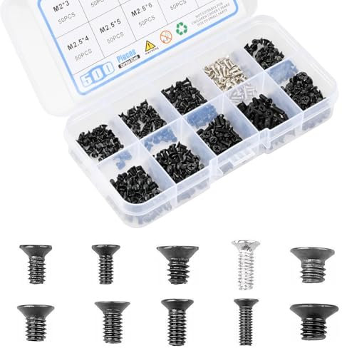 Homirty 500 Pezzi di Viti per Computer, Vite del Computer Set, Viti Distanziatori di Riparazione, Viti Distanziatori per Computer, Set Viti per Scheda Madre, Viti per Notebook, M2 M3 M2.5