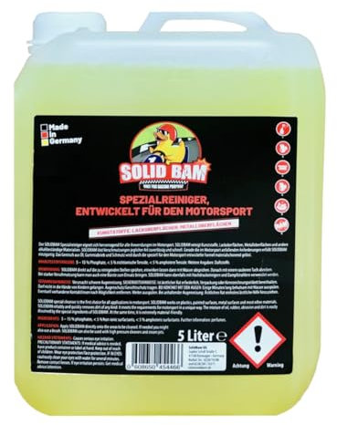 Solid Bam Kaltreiniger Motorreiniger Nachfüllkanister 5 Liter aus dem Motorsport, reinigt Kunststoffe und Metalloberflächen Ölreiniger, Schmutzreiniger und Gummireiniger