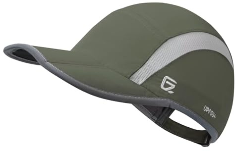 GADIEMKENSD Quick Dry Sports Hat Folding Series Lightweight Breathable Soft Outdoor Run Cap (Reflective, Army Green)
