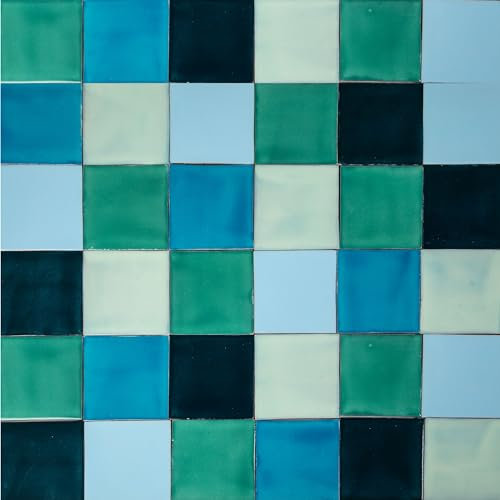Cerames Piastrelle per mosaico verde e blu Azuta, in piastrelle di ceramica messicana, piastrelle in Messico per cucina, bagno, doccia, parete posteriore della cucina, una confezione di 30 piastrelle