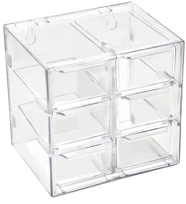 Cajoneras Plastico Almacenaje, Pequeñas Caja de Almacenamiento de Escritorio con 6 Cajones, Transparente Cajones Extraíbles Organizador, Mini Caja Organizadora para Almacenar Cosméticos Joyería