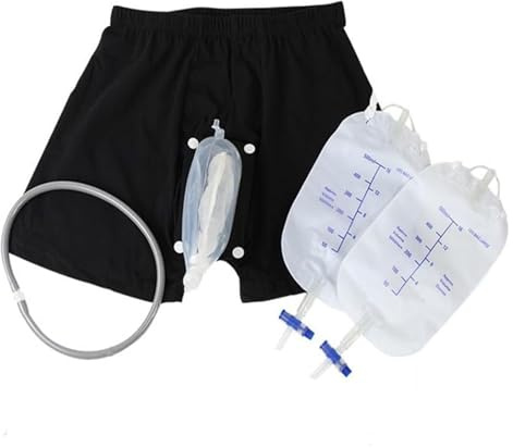 Urine Bag UnderwearMale Urine Bag Underwear with Anti Reflux, Capacity Design for Elderly and Incontinent Men, Portable Pee Bag with Collection System(M)