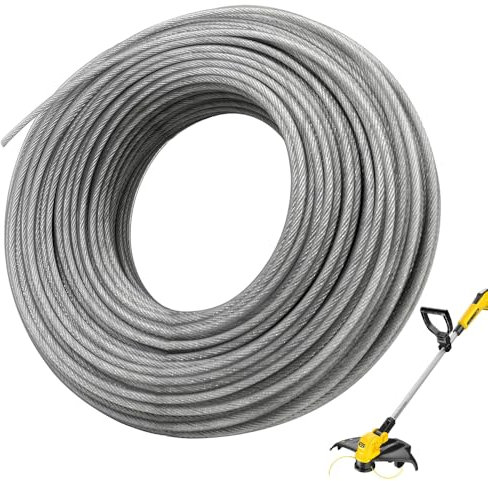 Stahldraht Mähfaden Trimmerfaden,2,4mm x 30m Stahl Nylonfaden Rasentrimmer Faden Stahldraht Freischneider Faden Rasentrimmer Faden Rasen Rasentrimmer Schnur für Über gewachsenem Gras und Unkraut (30m)