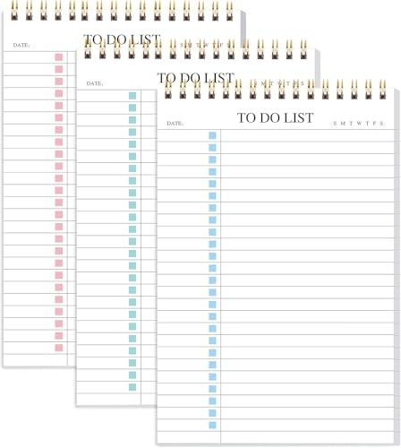 Att göra-lista anteckningsblock 3-pack/set, odaterad daglig planerare anteckningsblock med att göra-lista anteckningsbok checklista planerare spiral vattentätt anteckningsblock för kontorsmaterial