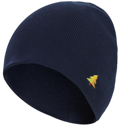 Donfri Cappello Beanie in 100% Pura Lana Merino, Cappelli Invernali Termici per Uomini e Donne, Cappello di Lana Lavorato a Maglia per Tempo Freddo, Unisex, blu navy, Taglia unica