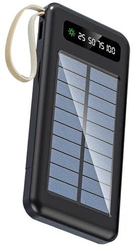 Vit solkraftbank, utomhusladdare med 10 000 mA-kapacitet, LED-indikator, flera USB-portar, kablar inbyggda och ficklampa, certifierad Fcc CE