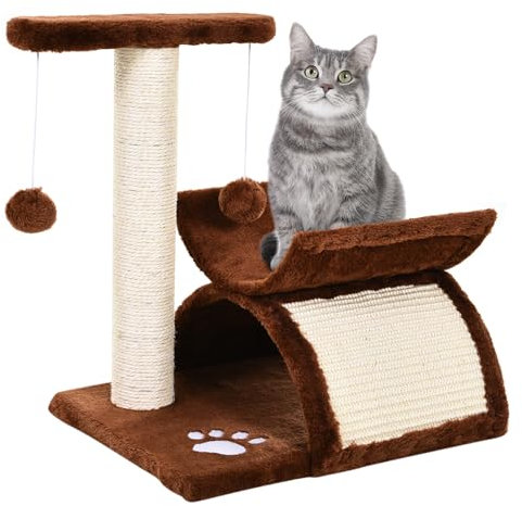 PawHut Katzenbaum Spielbaum Katzenkratzbaum Kratzbaum Katzen mit Ball Braun L40 x B30 x H43 cm