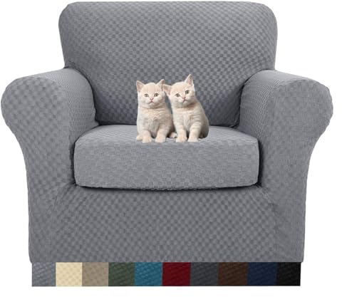 MAXIJIN Copridivano elasticizzato a 1 Posti con 1 Copricuscini, Copridivano antiscivolo monoposto con Copricuscino Separato per animali domestici, cani (1 Posto, Grigio Chiaro)