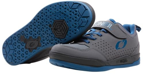 O'NEAL | Mountainbike-Schuhe | MTB Downhill Freeride | Vegan | SPD-Pedalplatten-kompatible Sohle, haltbares und leichtes PU, Belüftungsöffnungen | Flow SPD V.22 Shoe | Erwachsene | Grau Blau | 38