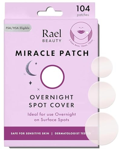 Rael Pimple Patches, Miracle Overnight Spot Cover - Korean Skincare, Hydrocolloid Acne Spot Patch, Thicker & Extra Adhesion, 3 Sizes (104 Count)