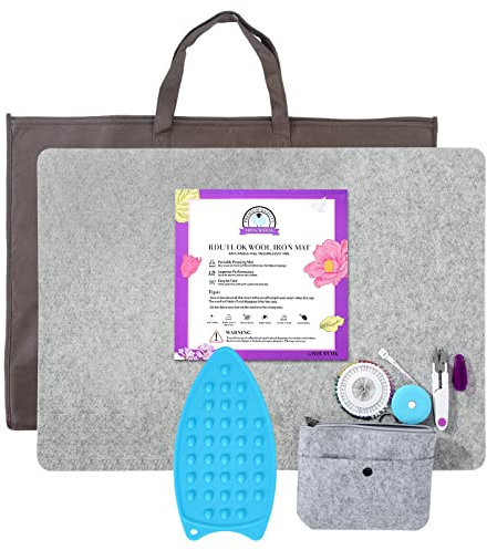Rdutuok 43x61cm (24x17inch) Wool Pressing Mat for Quilting Ironing Pad Easy Press Wooly Felted Iron Board for Retains Heat, Great for Quilting & Sewing Projects