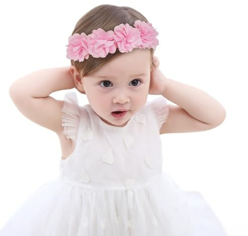 Fmeida Stirnband Baby Haarband Kinder Mädchen Stirnbänder Blumen Baby Hair Band Haarbänder Prinzessinnen-Stirnblumen Haarschmuck Floral neugeborenen (Rosa)