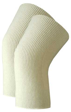 banora Gelenkwärmer/Kniewärmer/Ellenbogenwärmer/Pulswärmer für Damen und Herren in der Naturqualität mit 68% Schurwolle kbT/28% Seide/4% Elasthan (Gr. 1/S, Farbe: naturweiß)
