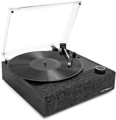 Victrola Eastwood II Tourne-Disque Finition Noire avec Haut-parleurs, Bluetooth 5.1 et Technologie Vinyl Stream, Lecteur Vinyle à 3 Vitesses, Cartouche Audio Technica AT-3600LA