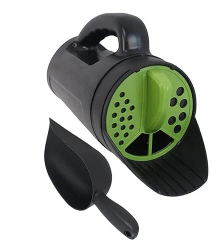 Spargitore portatile, 2,5 l, dimensioni di apertura regolabili, shaker per ghiaccio e semi, contenitore facile da impugnare con paletta per sale da neve, cura del prato, fertilizzante, sabbia