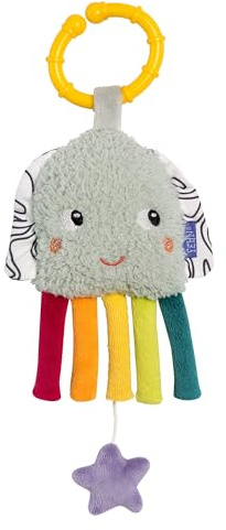 Fehn Mini-Spieluhr Tintenfisch – Kuscheltier & Einschlafhilfe mit herausnehmbarem Spielwerk - Melodie Der Mond ist aufgegangen beruhigt in jeder Situation – für Babys und Kleinkinder ab 0+ Monaten