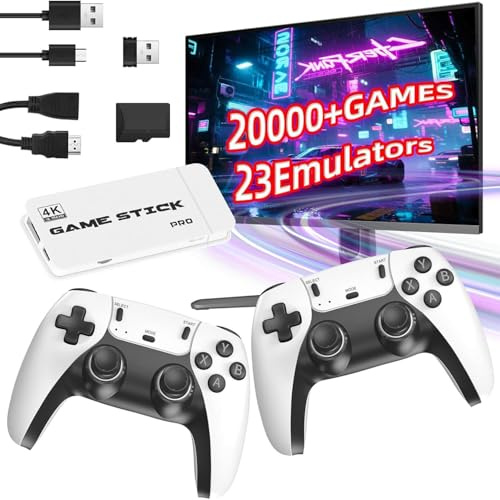 NOBES Retro Game Console Game Stick, 20400+ Retro Games with 2 Wireless Gamepads, HDMI Plug & Play Video Game Stick for TV, Games Gift for Boys and Adults (64C)
