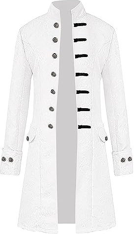 Generisch Giacca in pile di protezione di avvertimento giacca Outlay Buttons cappotto cappotto cappotto uomo primavera business, bianco, L