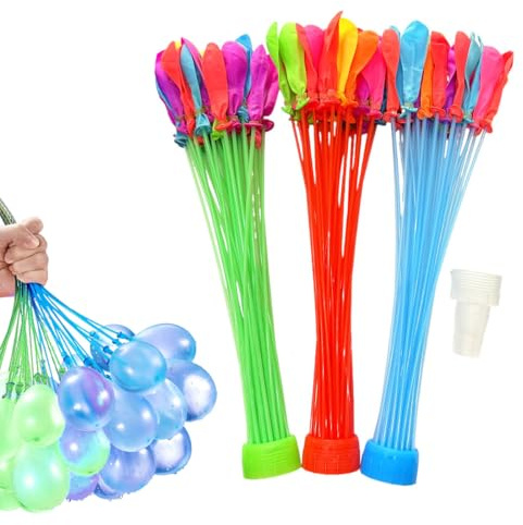 HAPZUR Lot de 3 Ballons d'Eau Réutilisables, 111 Pièces Auto-scellants à Remplissage Rapide, Colorés Enfants & Adultes, Jeux d'Été Piscine Jardin, Écologiques Sans Désordre.