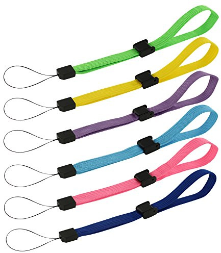 ZedLabz adjustable wrist strap for handheld games consoles, cameras & mobiles – 6 pack multi colour