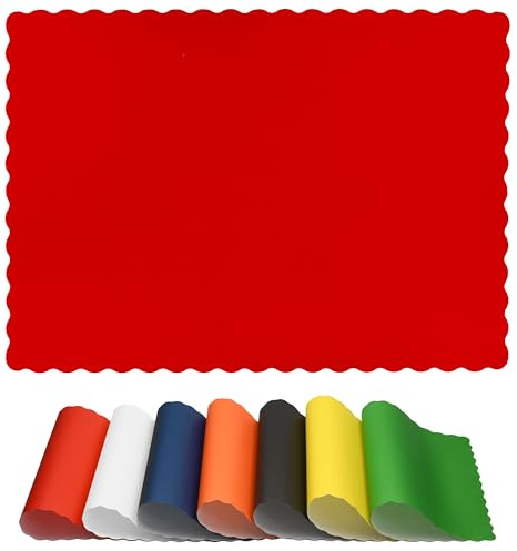 Disposable Paper Placemats – Premium, 50 Pack of Red Scalloped Edge Placemats, Perfect Size 10x 14