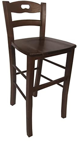 Liberoshopping Sgabello Snack in Legno massello con Schienale Altezza 67 cm (Noce)