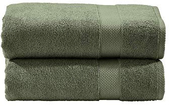 DONE Deluxe Duschtücher 2er Set Zwirnfrotier Weich Hautfreundlich 100% Baumwolle Khaki 70x140cm, 550gr/m²