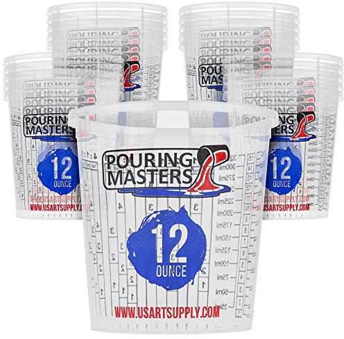 Pouring Masters 12 Ounce (350ml) Graduated Plastic Mixing Cups (Box of 20)