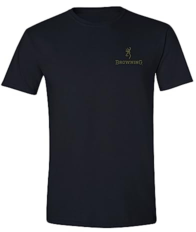 Browning Men's Buckmark T-Shirt, Hunting & Outdoors Short Sleeve Graphic Tees, Ovix Camo Buckmark (Black), XL