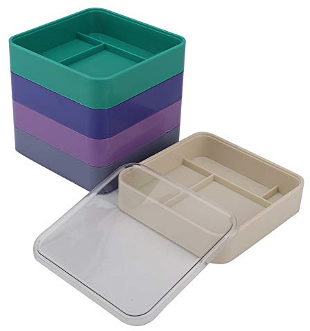 Ejoyous Boîte de Rangement de Pièces de Montre à 5 Couches, étui de Rangement pour Outils de Montre pour Vis, Composants et Mouvements, Couvercle Anti-poussière pour Horlogers et (Au carré)