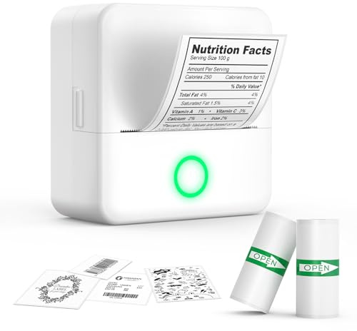 ETROBOT Stampante Portatile Bluetooth per Etichette Adesive Personalizzate Compatibile con iOS e Android - Mini Etichettatrice con 2 Rotoli per Ufficio Casa