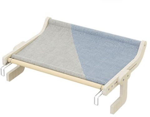 Katzen Hängematte für Fensterbank - gemütliche Liegematte - Extra großes Katzenklettergerüst für das Bett - Hängende Katzenhalterung - Fensterbankliege mit 20 kg Tragfähigkeit… (grau/blau)