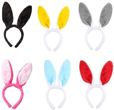 CHUANGOUONLY 6 pièces Serre-Tête Bandeau Oreilles de Lapin，Oreilles de Lapin Bandeau，pour Pâques de fête de Pâques Costume de Déguisement Décoration.