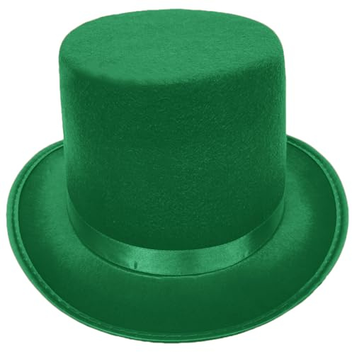 XBOKA Roll Brims Tall Top Hat for Adults Bowlers Magicians Halloween Party Cosplay Costume Stage Show Headwear - Green - M (As pictures shown)
