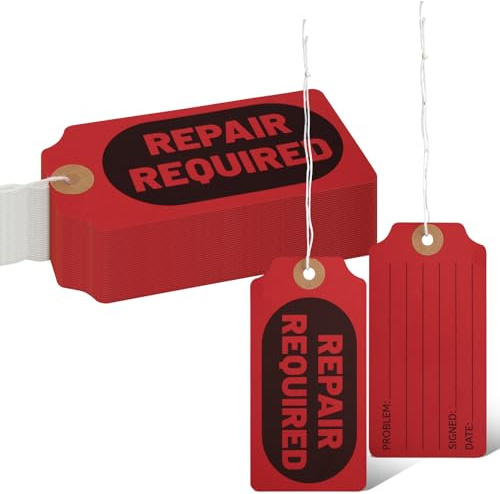 lasuroa 60pz Repair Required Etichette con Filo, Etichette Rosse Manutenzione Fuori Servizio per Uso Industriale Macchinari Porte Ispezione e Avvisi di Sicurezza