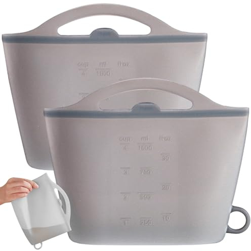 2PCS Microwave Sterilizer Bag, 1000ml Flexible Silicone Microwave Steam Bags, Hanging Leakproof Pacifier Sterilizer with Handle, Steam Bags