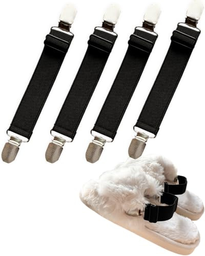 BitsFans Elastic Back Straps for Fuzzy Slippers, Heel Strap for Memory Foam Platform Slides, Stretchy Bands for Fuzzy Fur Slide On House Cozy Open-toe Shoes Add On Accessories A