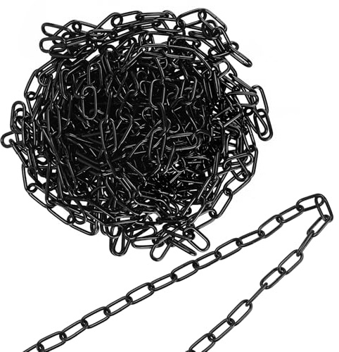 SYUTBOU Cadena de Acero Negro 10 m x 3 mm - 2 Cadenas de Eslabones para Decoración, Columpios, Lámparas, Perros, Artesanía