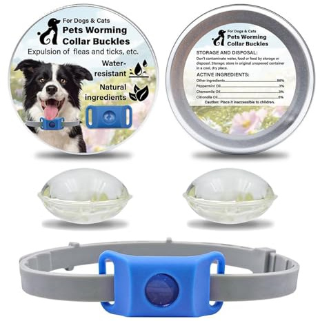 Aquality Pets Collare Antiparassitario Naturale,AqualityPets Collare Antiparassitario per Cani,Protegge Da Pulci E Zecche (Blu)