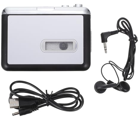 ABOOFAN Reproductor de Música de Casete USB Metálico Convertidor de Cinta a Mp3, Soporte para Tarjeta de Memoria y USB, sin Batería, Reproducción Portátil para Digitalizar Casetes y Audio