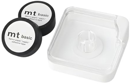 Matte Black Washi Tape (2 Rolls) with Tape Dispenser & Cutter, Japanese mt – Black Masking Tape for Labeling, Blocking LED Light & Cable Protection