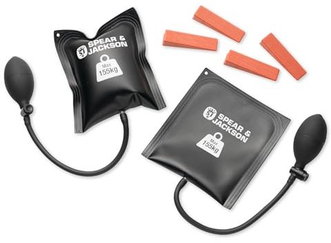 Spear & Jackson SJAIRBAG 2-Piece Inflatable Air Bag & Wedge Set – 2 x 155kg Capacity Airbags, Hand Pump and 4 x Support Wedges – Heavy Duty Load Levelling Tool for Doors, Appliances & Furniture Moving
