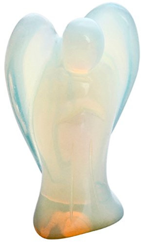 Nupuyai Engel Edelstein Schutzengel Figur Kristall Taschenengel Heilstein Talisman Glücksbringer Engelsstatue Fengshui Dekoration(Opalite)